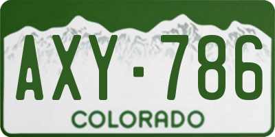 CO license plate AXY786