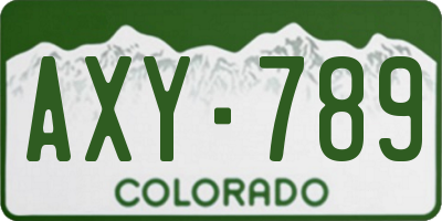 CO license plate AXY789