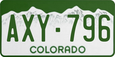 CO license plate AXY796