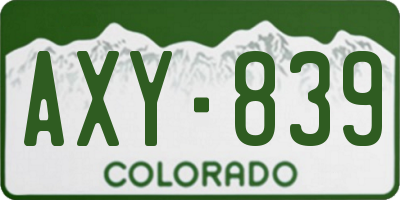 CO license plate AXY839