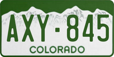 CO license plate AXY845