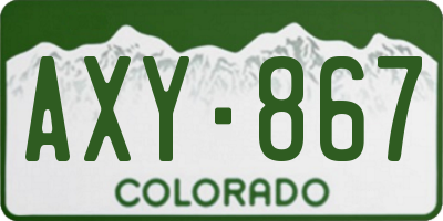 CO license plate AXY867
