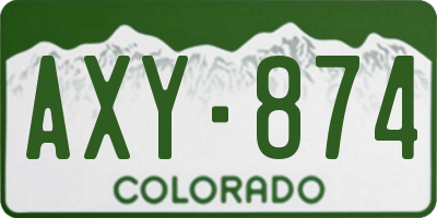 CO license plate AXY874