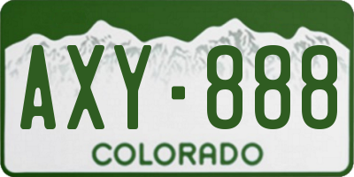 CO license plate AXY888