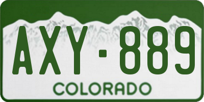 CO license plate AXY889