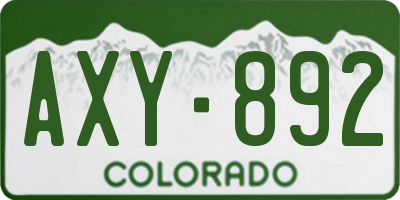 CO license plate AXY892