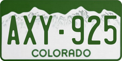 CO license plate AXY925