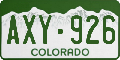 CO license plate AXY926