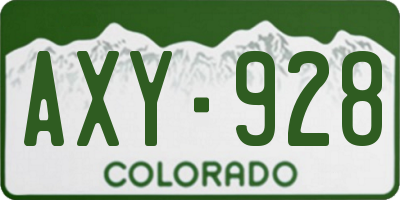 CO license plate AXY928