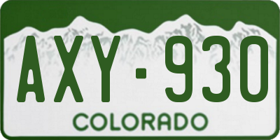 CO license plate AXY930