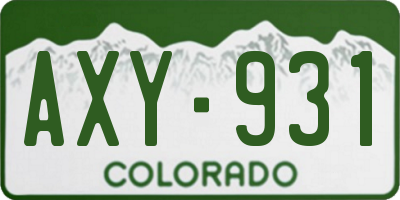 CO license plate AXY931