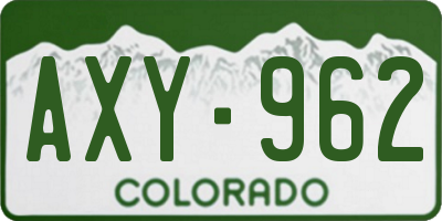 CO license plate AXY962