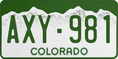 CO license plate AXY981