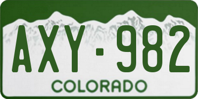 CO license plate AXY982