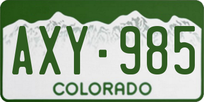 CO license plate AXY985