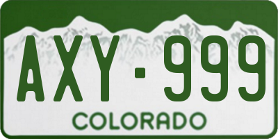 CO license plate AXY999