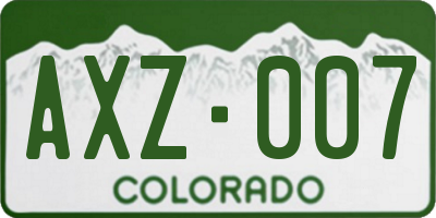 CO license plate AXZ007