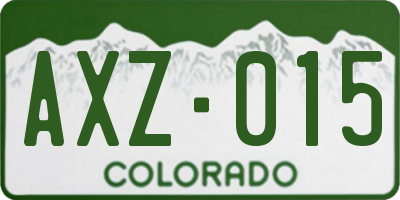 CO license plate AXZ015
