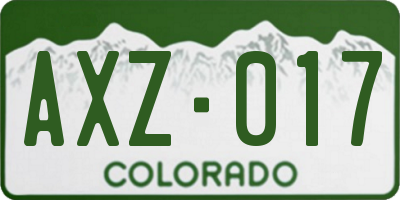 CO license plate AXZ017