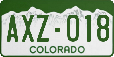 CO license plate AXZ018