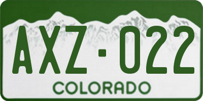 CO license plate AXZ022