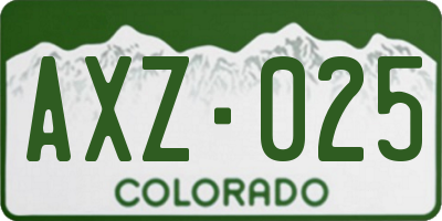 CO license plate AXZ025