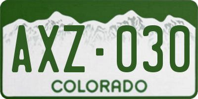 CO license plate AXZ030