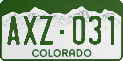 CO license plate AXZ031