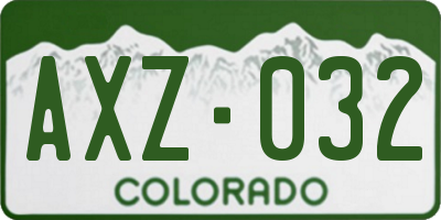 CO license plate AXZ032