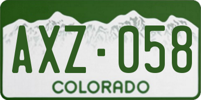 CO license plate AXZ058