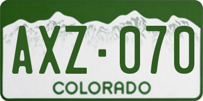 CO license plate AXZ070