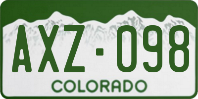 CO license plate AXZ098