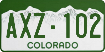 CO license plate AXZ102