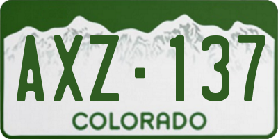 CO license plate AXZ137