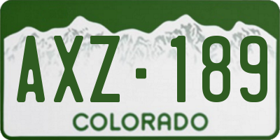 CO license plate AXZ189