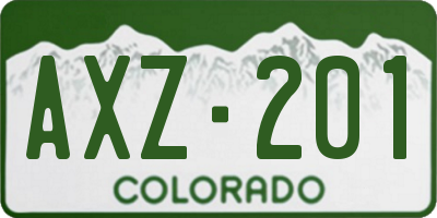 CO license plate AXZ201