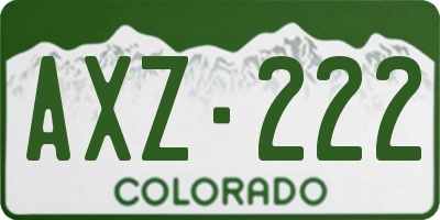 CO license plate AXZ222
