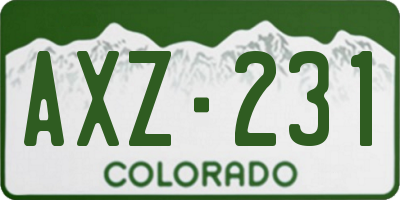 CO license plate AXZ231