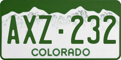 CO license plate AXZ232