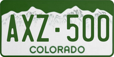 CO license plate AXZ500
