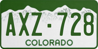 CO license plate AXZ728