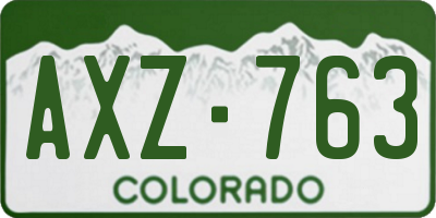 CO license plate AXZ763