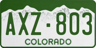 CO license plate AXZ803