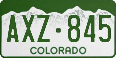 CO license plate AXZ845