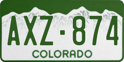 CO license plate AXZ874