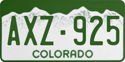 CO license plate AXZ925