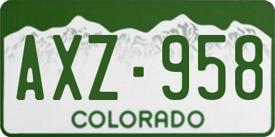 CO license plate AXZ958