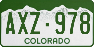 CO license plate AXZ978