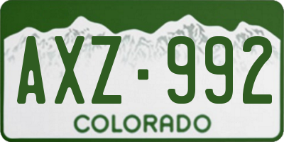 CO license plate AXZ992