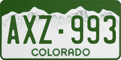 CO license plate AXZ993